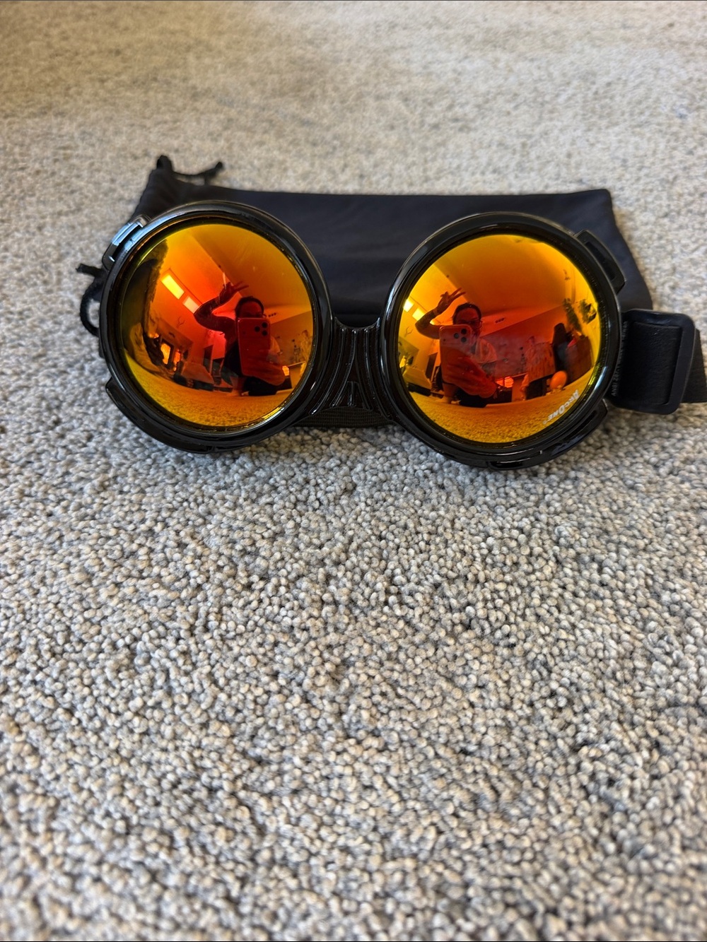Mirrored Orange Lens VR/AR Goggles with Black Frame